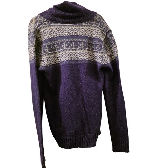 Buffalo David Bitton Mens Button Down Knit Grandpa Sweater Sz M Navy Blue Nordic - Picture 2 of 11